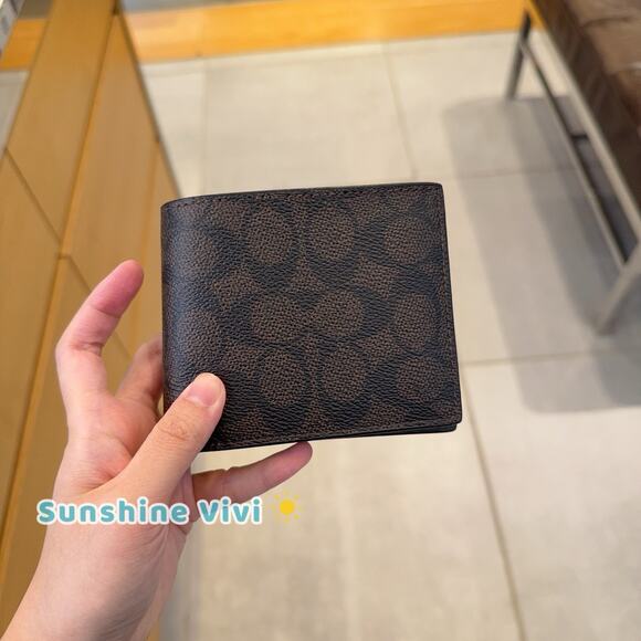 NWT COACH Id Billfold Wallet In Signature Canvas CX209 Mahogany Multi - Picture 1 of 5